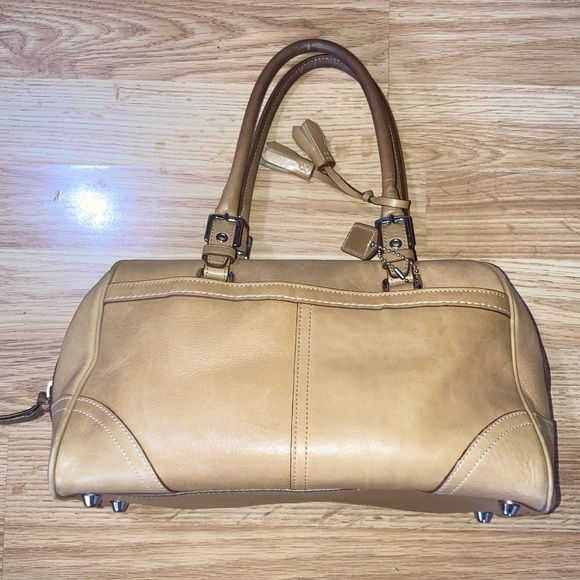 Coach Y2K Hamptons Satchel Tan Leather Top Handle Handbag Purse - Picture 5 of 12